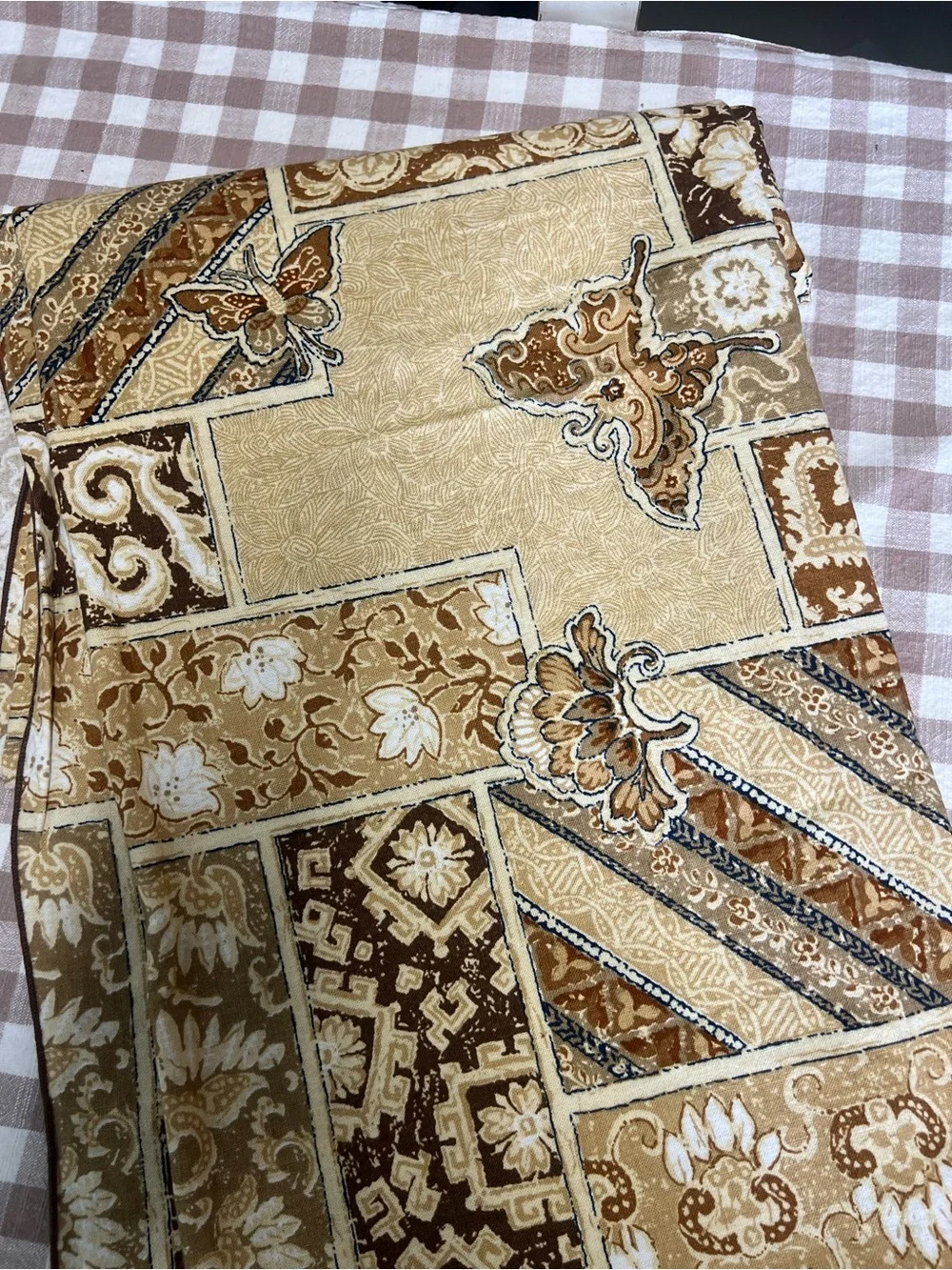 Vintage table cloth retro brown butterflies decor linens